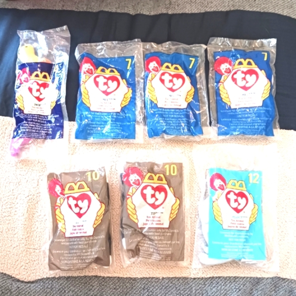 McDonald's Happy Meal Ty Beanie Baby 1998 7 Extra Babies For Your Collection.
